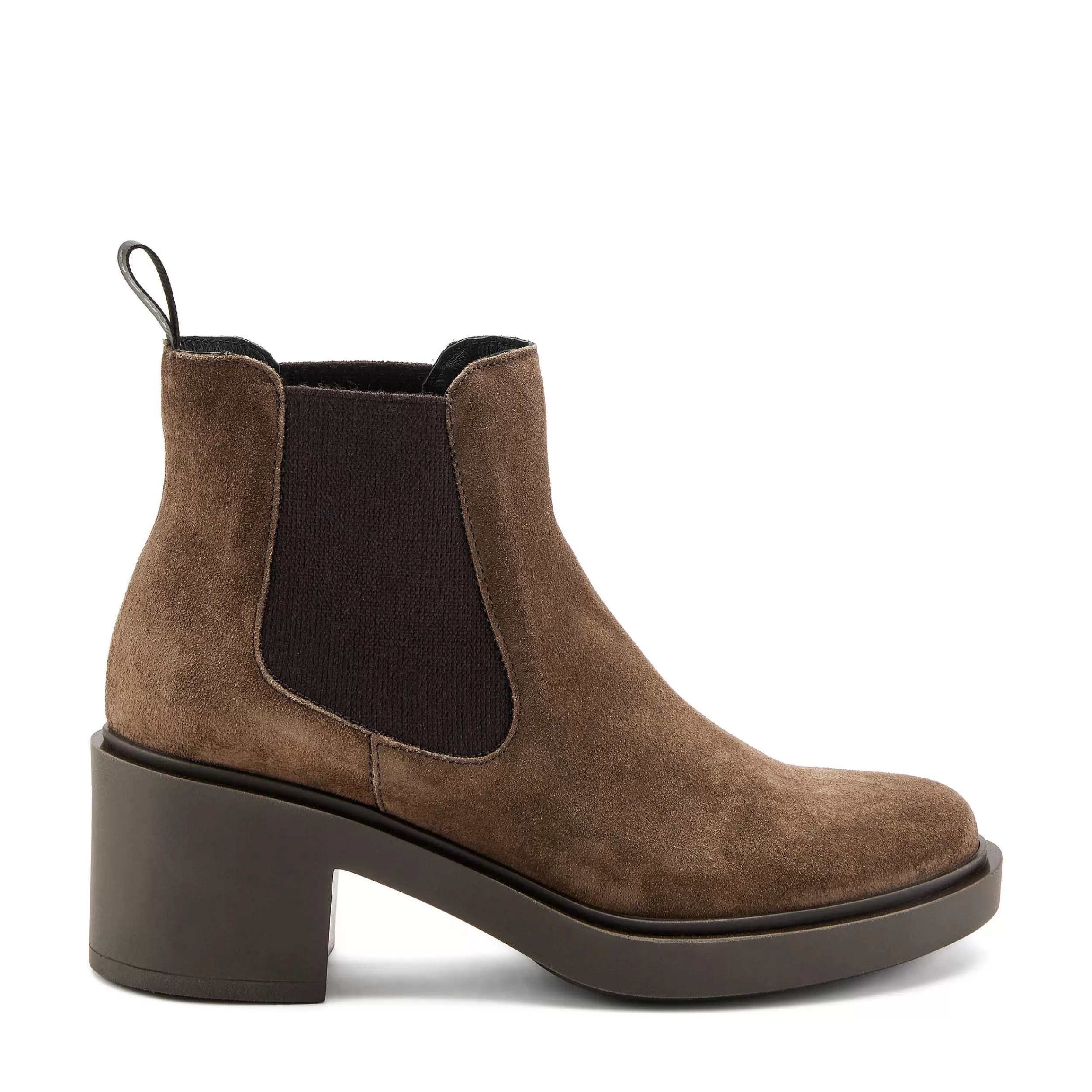 Frau Beatles Mit Absatz Aus Veloursleder In Color-Blocking-Optik-Damen Beatles