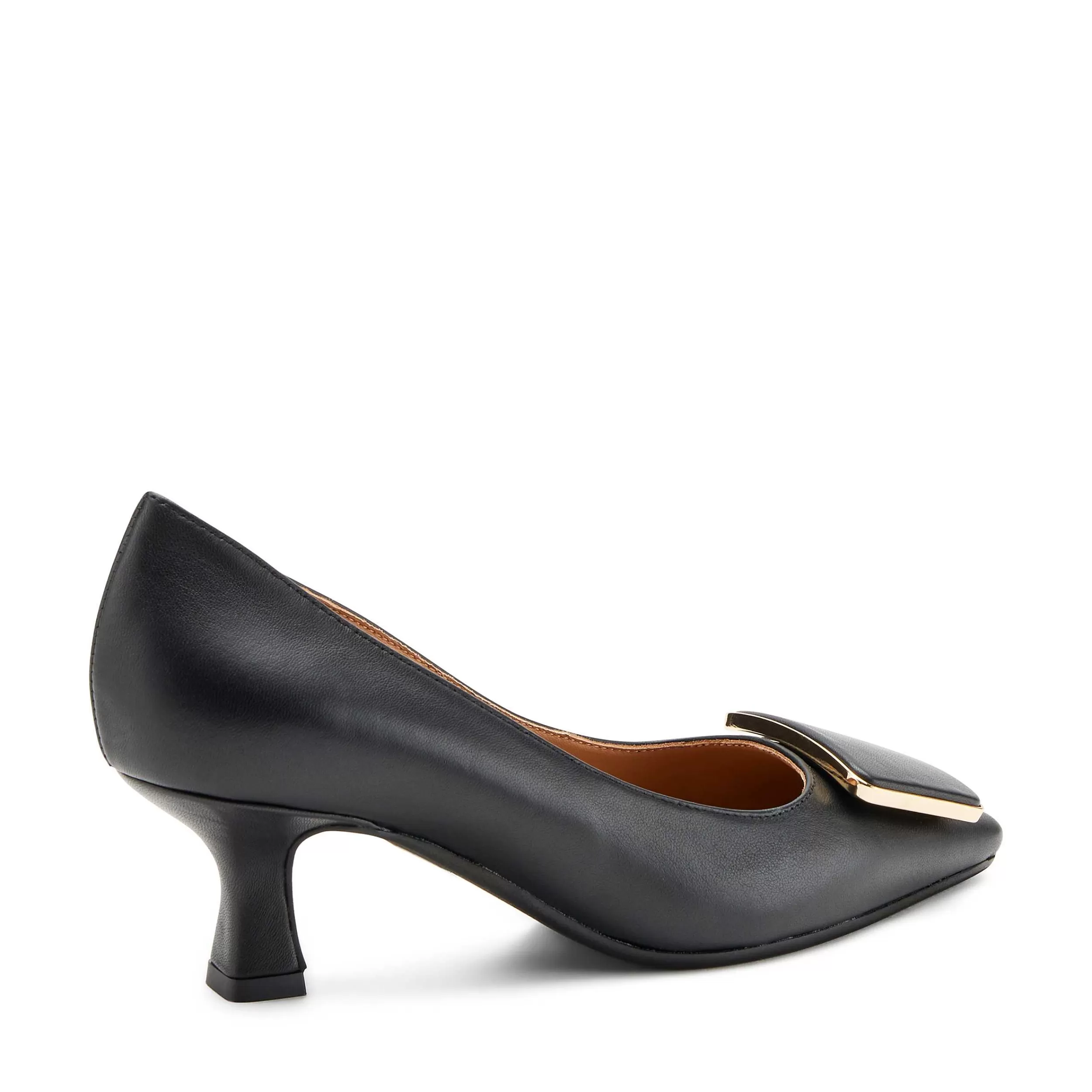 Frau Pumps Aus Leder Mit Elegantem Accessoire-Damen Pumps