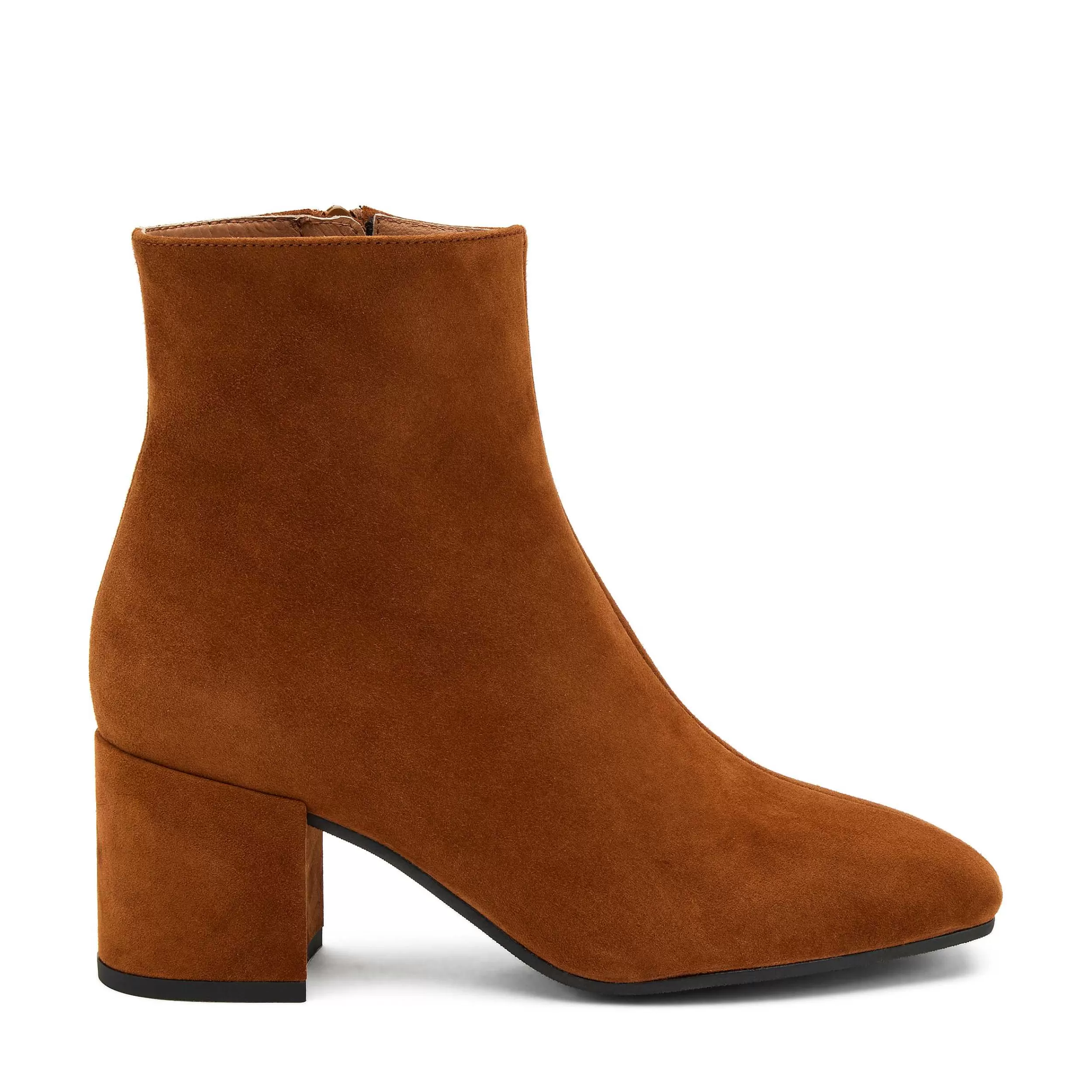 Frau Stiefelette Mit Absatz Aus Veloursleder-Damen Stiefel & Stiefeletten